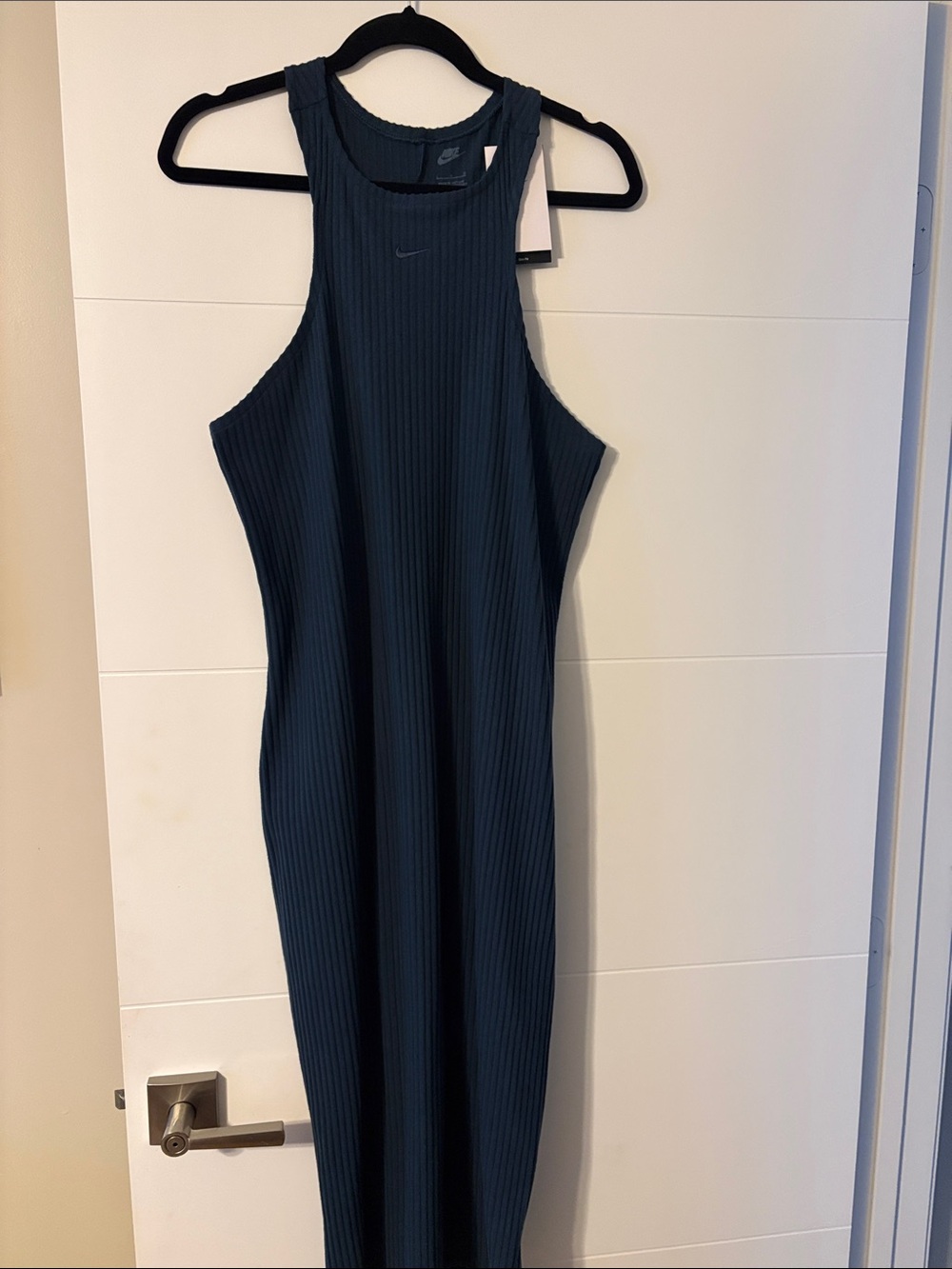 Nike Sleeveless Ribbed Maxi Dress in Deep Grayish/Black